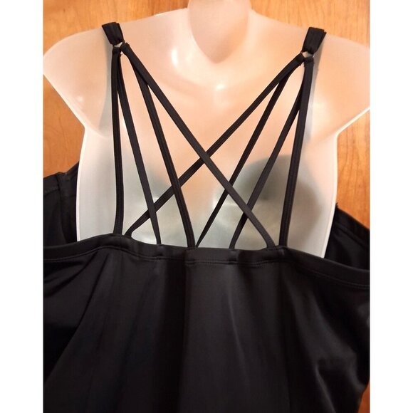 TORRID black strappy push up swimsuit one piece women's plus 3X removeable pads - Picture 3 of 5